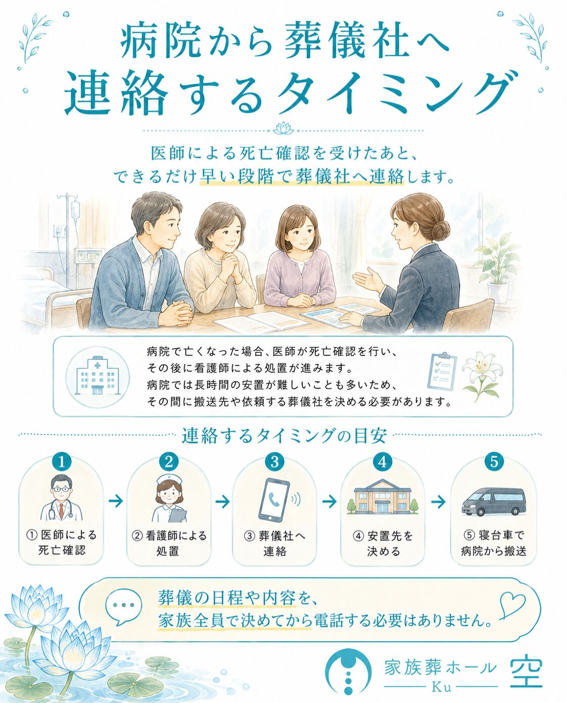 【「葬儀社にはいつ連絡すればいいの？」】