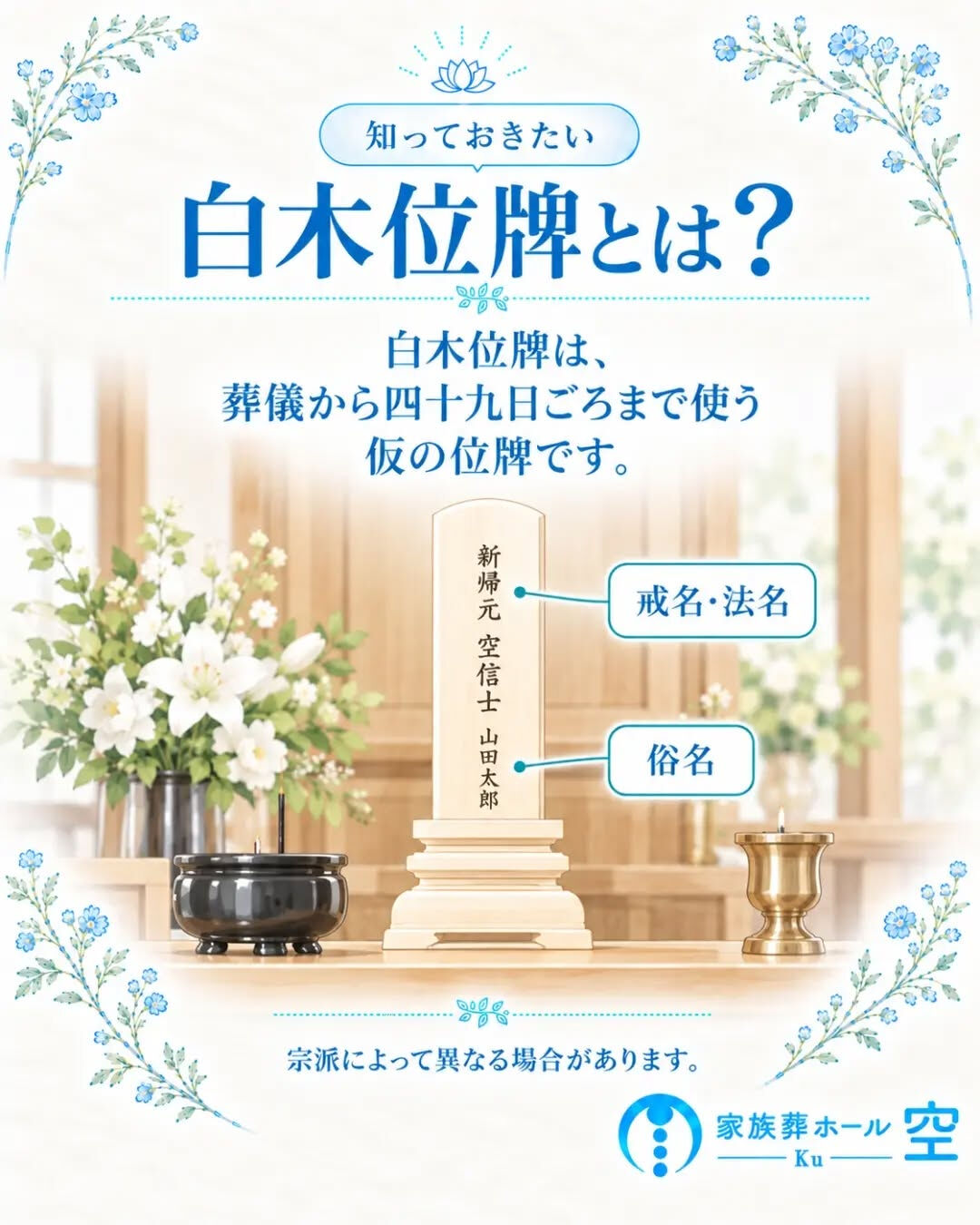 お葬式でよく見かける、白い木の位牌